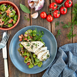 Grilled Chicken w/ Spicy Greek Bean Medley